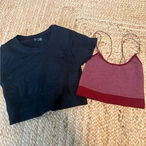 Aerie Black and Red Crop Tops